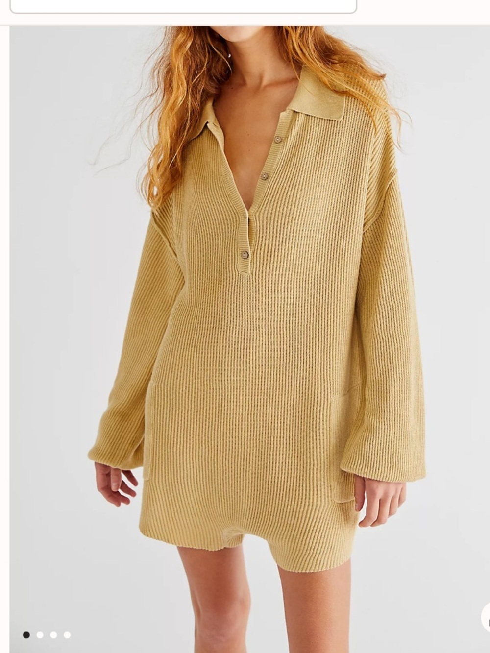 Free People FP Beach Beige Picnic Sweater Romper XS